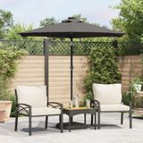 Maison Exclusive Parasol avec éclairage LED et mât en acier, anthracite, 225x225x212 cm