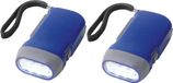 Merkloos Compacte Knijpkat zaklamp - 2x - kunststof - blauw - 10 x 5 cm