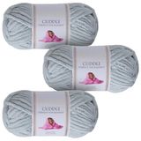 Utopia Crafts Knuffel Super Chunky Chenille zacht garen voor breien en haken, 3 x 100 g (lichtgrijs)