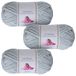 Utopia Crafts Knuffel Super Chunky Chenille zacht garen voor breien en haken, 3 x 100 g (lichtgrijs)