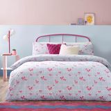 furn. Heya Home Gingham Bows Bedrukt Dekbedovertrek - Blauw - Super King