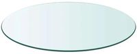 Table de table ronde en verre - 70 cm verre trempé - 0,8 cm d'épaisseur - Plateau de remplacement transparent pour table basse ou table d'appoint - Bleu