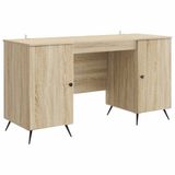 vidaXL Bureau Sonoma Eiken 142,5 x 50 x 75 cm Bewerkt hout