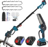 StarTech 2-in-1 elektrische kettingzaag - Telescopische hoogstamzaag - 15 cm zaagblad - compatibel met 18V accu - voor het snoeien van bomen en het onderhouden van takken - blauw