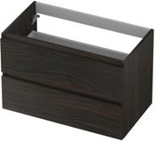 INK - Onderkast 2 Laden Greeploos met Houten Keerlijst - 80 cm Breed - Intens Eiken