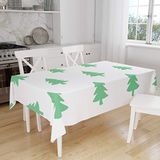 Bonamaison Tafelkleed, Anti-Mold, Sneldrogend, Waterdicht, 100% Polyester Tafellaken, Petroleum Groen, Wit, 140 x 160 Cm