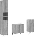 vidaXL - 3-delig - badkamerkast - set - ZWOLLE - Grijs - Sonoma - Bewerkt - hout