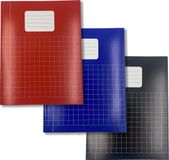 DULA Schriften A5 Ruit 10 mm Rood Blauw Zwart 10 pak