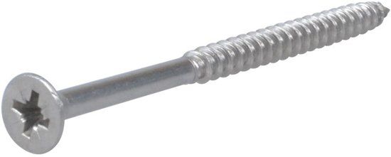 Hoenderdaal Spaanplaatschroef rvs-A2 platkop pz-3 6.0X80/50 deeldraad (100