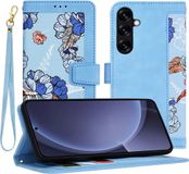Techsuit Hoesje geschikt voor Samsung Galaxy S25 Plus - FlipCraft Book Wallet Case met koord - Vibrant Blue