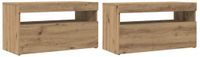 vidaXL Tv-meubel met LED 75x35x40 cm bewerkt hout artisanaal eiken