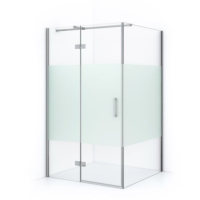 Maxaro Douchecabine Diamond 120x110cm 8mm Helder Veiligheidsglas met Matte Strook Chroom