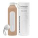 Wessper Glazen drinkfles 1 liter, Motivatie fles met hydratatie schaal, Borosilicaat glazen flessen met siliconen hoes, BPA-vrij veilig materiaal - Beige