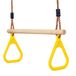 Leogreen - Trapezium van hout, ringen en gymnastiekstang voor kinderen, spelletjes voor tuin, buiten, binnen, geel