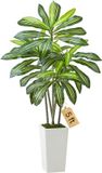 VEVOR Kunstmatige Dracaena Boom 1,52m Kunstplant met Witte Pot Kunstboom