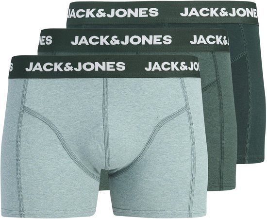 JACK & JONES JACFAX TRUNKS 3 PACK SN Heren Onderbroek - Light Green Melange - Effen - 95% Biologisch Katoen, 5% Elastan - XXL