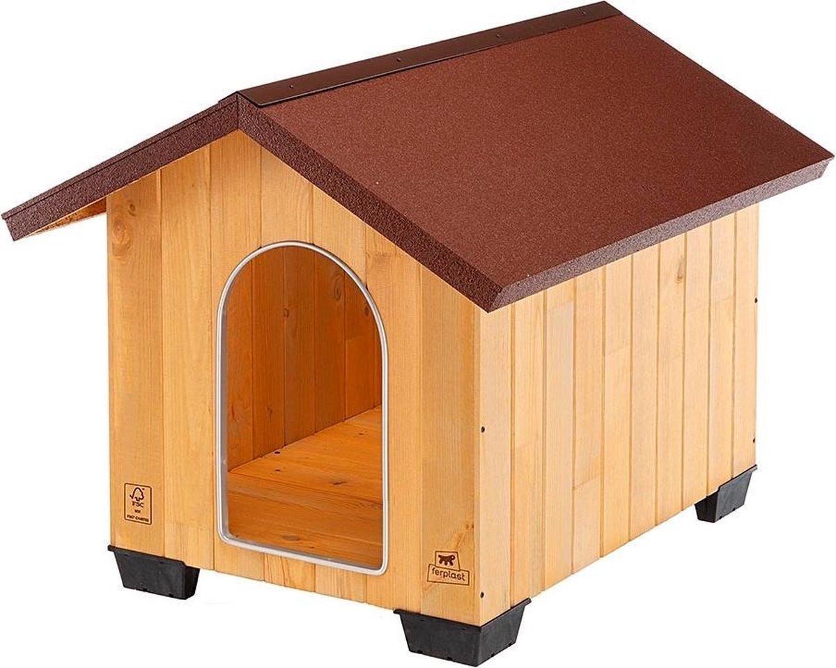 Ferplast Hondenhok Domus Maxi - 81 x 101 x 78 cm - Hout - Bruin/beige
