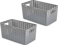 PLASTICFORTE Opbergmand - 12x - Kastmand - rotan kunststof - zilver - 5 Liter - 15 x 28 x 13 cm