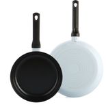 BK Enjoy Keramische Antiaanbak koekenpannenset 2-delig - Ø 24/28cm – PFAS-vrij – Inductie Koekenpan – Ovenbestendig tot 160°C – Vaatwasserbestendig – Snelle opwarming – Koudgrepen - Zonder deksel - Blauw