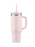 BODUM TRAVEL MUG Vacuüm-reisbeker, roestvrij staal, 1,2 l, 40 oz, met handvat en rietje, kleur aardbei