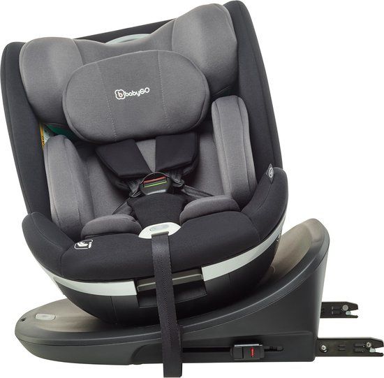 BabyGO Grow Up 360 i-Size Autostoel - Zwart/Grijs - 40-150cm - Isofix