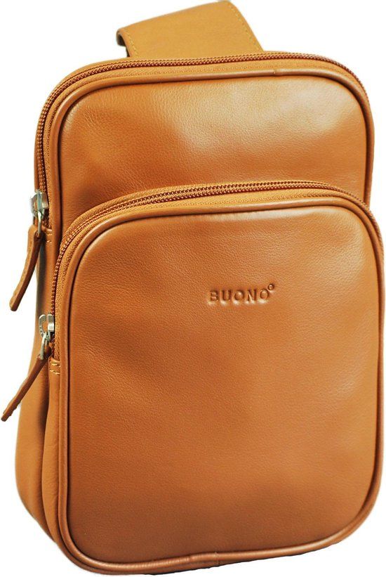 Buono Leather Crossbody Istanbul - Cognac - Heren - Crossbodytas - Leer