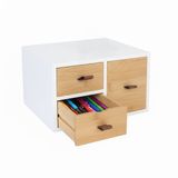 Merkloos Relaxdays Bureau organizer - met 3 lades - bamboe - wit-natuur