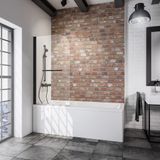 Schulte Badwand met handdoekhouder - 80x140cm - Zwart - Veiligheidsglas - Antikalk - Modern