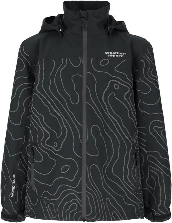 Weather Report Regenjacke Borise jr. Zwart-grijs Kindermaat 128 Unisex Polyester/Elastaan Waterdicht Winddicht Herfst/Winter 2025