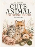 Cute Animal Coloring Book for Adults: Bold easy woodland, farm, and cozy pet pages for simple stress-relief coloring