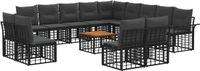vidaXL Hoek loungeset Zwart en Donkergrijs Polyester 13 zitplekken