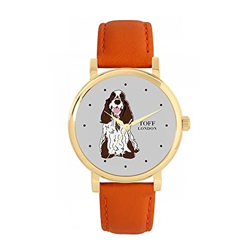 Toff London Bruin Wit Cocker Spaniel Hondenhorloge - 5059656705161