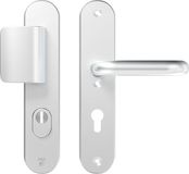 Axa Veiligheidsbeslag (Oval Plus) Aluminium glad: Duwer-Kruk (model D-duwer/U) PC72 met kerntrekbeveiliging SKG***