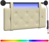 vidaXL - Hangend hoofdbord met LED-verlichting - Crèmekleurig - Kunstleer