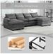 Banc en forme de U – Canapé d'angle – Canapé de salon – Canapé familial – Tissu bouclé – Coussins lombaires ergonomiques – Cadre en contreplaqué – Gris