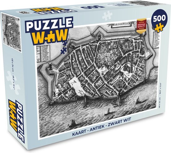 MuchoWow Puzzel Kaart - Antiek - Zwart Wit - Legpuzzel - Puzzel 500 stukjes