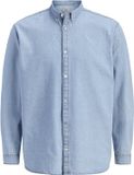 JACK&JONES JREBAVAN SHIRT LS Lange Mouw Katoen Effen Klassieke Kraag Borstzak Knopen Loose Fit Casual Lichtblauw Denim S