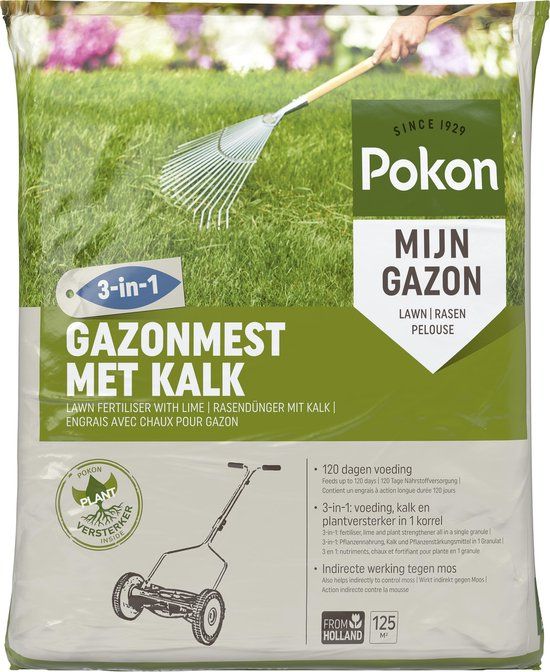 Pokon Gazonmest met Kalk 8.4kg - 120 dagen voeding - 125m²