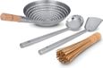 Outil de wok sans marque 4 pièces - louche spatule passoire bambou brosse