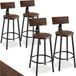 tectake® Tabouret de bar - Set de 4 - Design industriel - Marron foncé