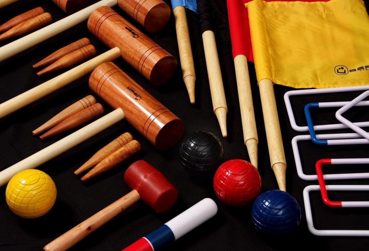 Ubergames Engelse Tuin Croquet Set, prachtige originele set, 4-persoons met Toolkit Croquettas Klasse en Geweldig