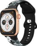 Strap-it Siliconen band met print - Geschikt voor Apple Watch - Grey Flowers