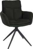 CLP Vilas Eetkamerstoel - Draaibaar - Fauteuil - Met armleuning - Metaal frame - Stof/zwart