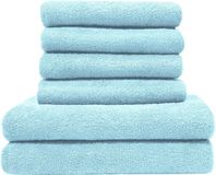 Merkloos / Sans marque 4 handdoeken 50x100 cm, 2 douchehanddoeken 70x140 cm, katoen, blauw
