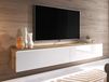 Mobistoxx DUBAI 140 cm TV-hifi cabinet white lacquer/wotan oak with 2 doors and LED