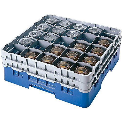 Cambro Cambro Camracks 20S434 Polypropyleen manden voor steel en bekers met 20 vakken, 1/1 maat, blauw, 9,84 cm diameter, 13,3 cm maximale hoogte, 4 stuks