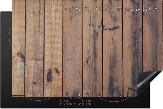 KitchenYeah® Inductie beschermer 81.2x52 cm - Structuur van verweerde planken - Inductie kookplaat accessoire