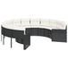 vidaXL Banc de jardin avec coussins rond poly rotin noir