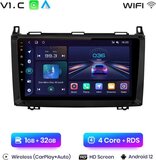 InternetRaket Autoradio voor Mercedes-Benz W169 W245 W639 W906 Vito, Viano & VW Crafter | CarPlay & Android Auto | 2GB/32GB | Zwart