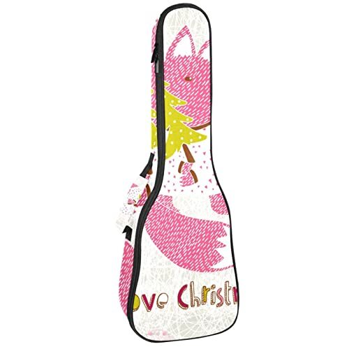 Mersov Tenor Ukulele Gigbag Waterdichte Ukelele Case Gewatteerde Rugzak, Geweldig voor Sopraan Concert (21/23/24") Leuke Fox I Love Christmas